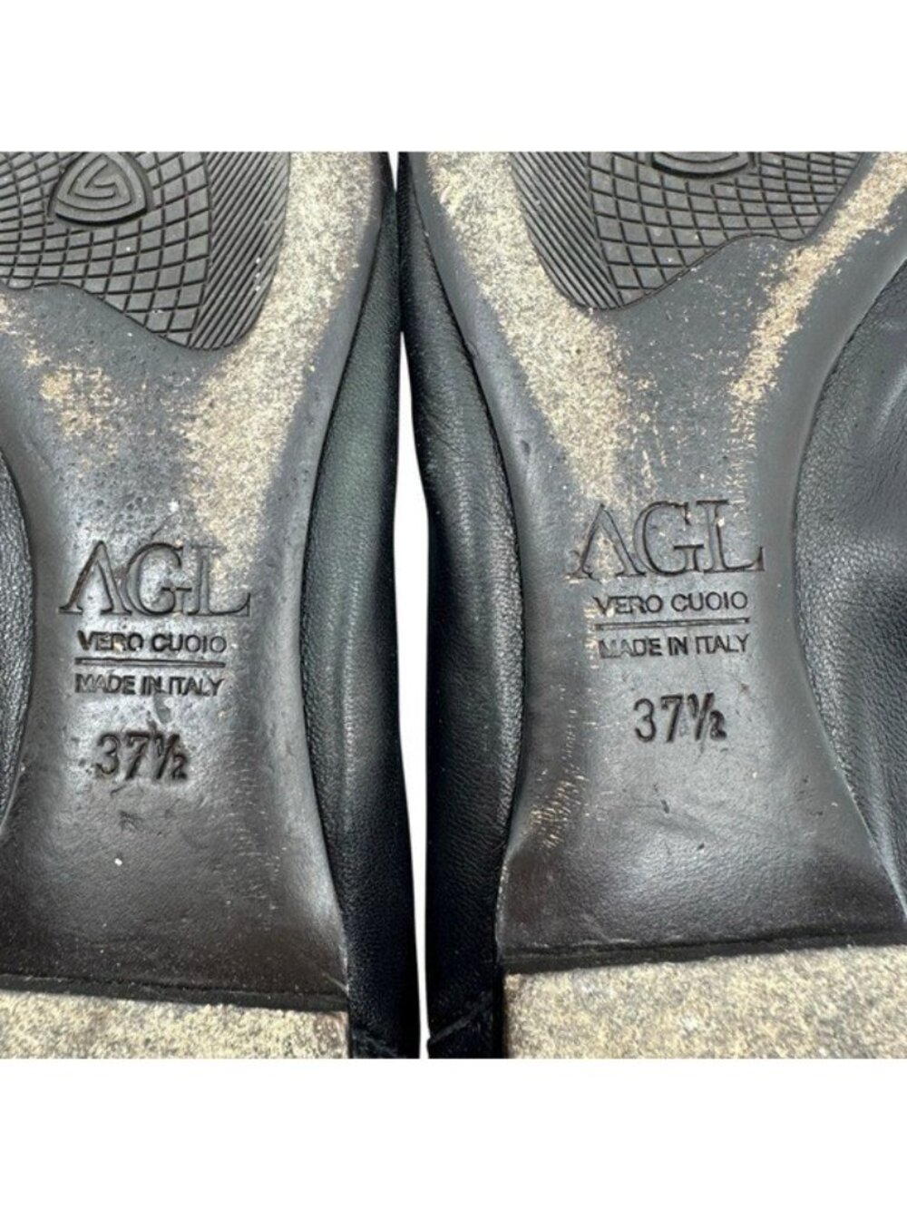 AGL 37.5 / US 7.5 Monika Cap Toe Ballet Flats Black Leather Buckle Strap Slip On - Picture 9 of 10
